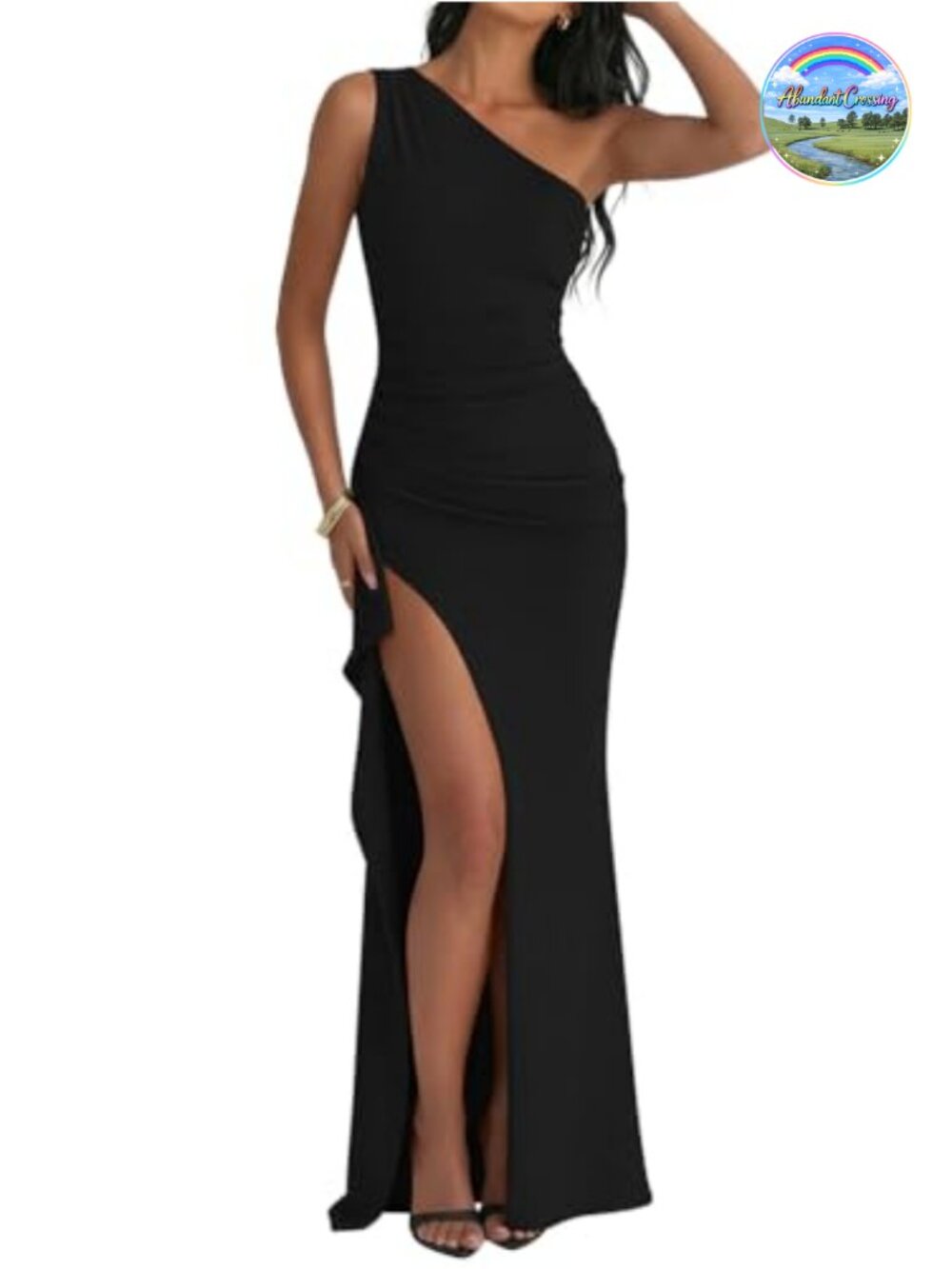 One Shoulder Sleeveless High Split Long Formal Evening Dress